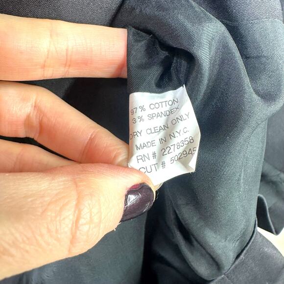 Randy Kemper Black Collar Rolled Cuffs Button Soft Trench Coat Jacket Size 8 - Picture 7 of 7